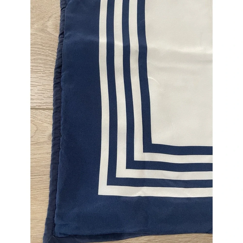 Vtg Ralph Lauren Navy Blue White Deefield Silk Pillow Sham 20 x 20